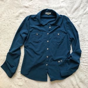 CHOCOLATE Button Up Blouse w/ Cinched Back